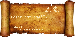 Later Kármán névjegykártya